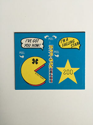 1982 SUPER PAC-MAN I'VE GOT YOU NOW / I'M A FALLING STAR STICKER WAX PACK CARD