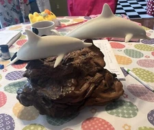 John Perry Studio Dolphins Driftwood COA California Art Figurine