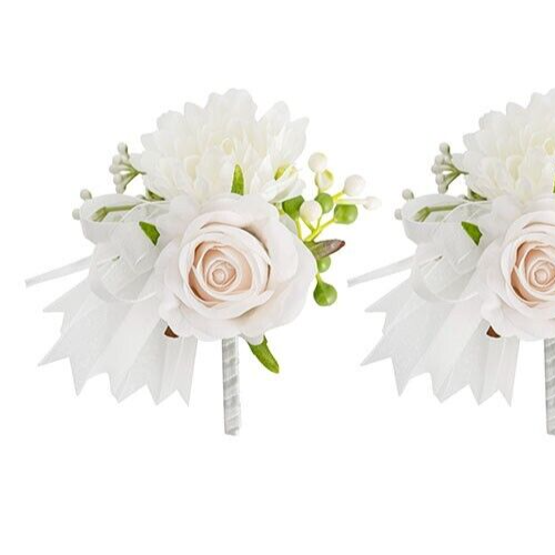 ARTIFICIAL BOUTONNIERE Corsage Flower Rose Chrysanthemum Wedding Deb Groom Bride - Picture 4 of 4