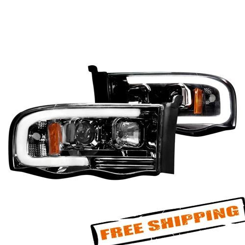 Recon 264191BKC Black/Smoke LED DRL Bar Projector Headlights for 02-05 Dodge RAM Foto 2 de 4