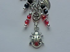 GOOD LUCK LADY BUG KEY CHAIN BEADED PURSE BAG CHARM PLANNER CHARM JUNK JOURNAL 