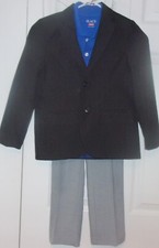 Boys 4 piece, size 7 Cat Jack black blazer, 2 tops, dress grey pants