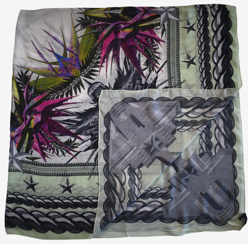 GIVENCHY BIRDS OF PARADISE ROBOT Printed Modal/Cashmere OVERSIZED Square Scarf - Picture 7 of 15