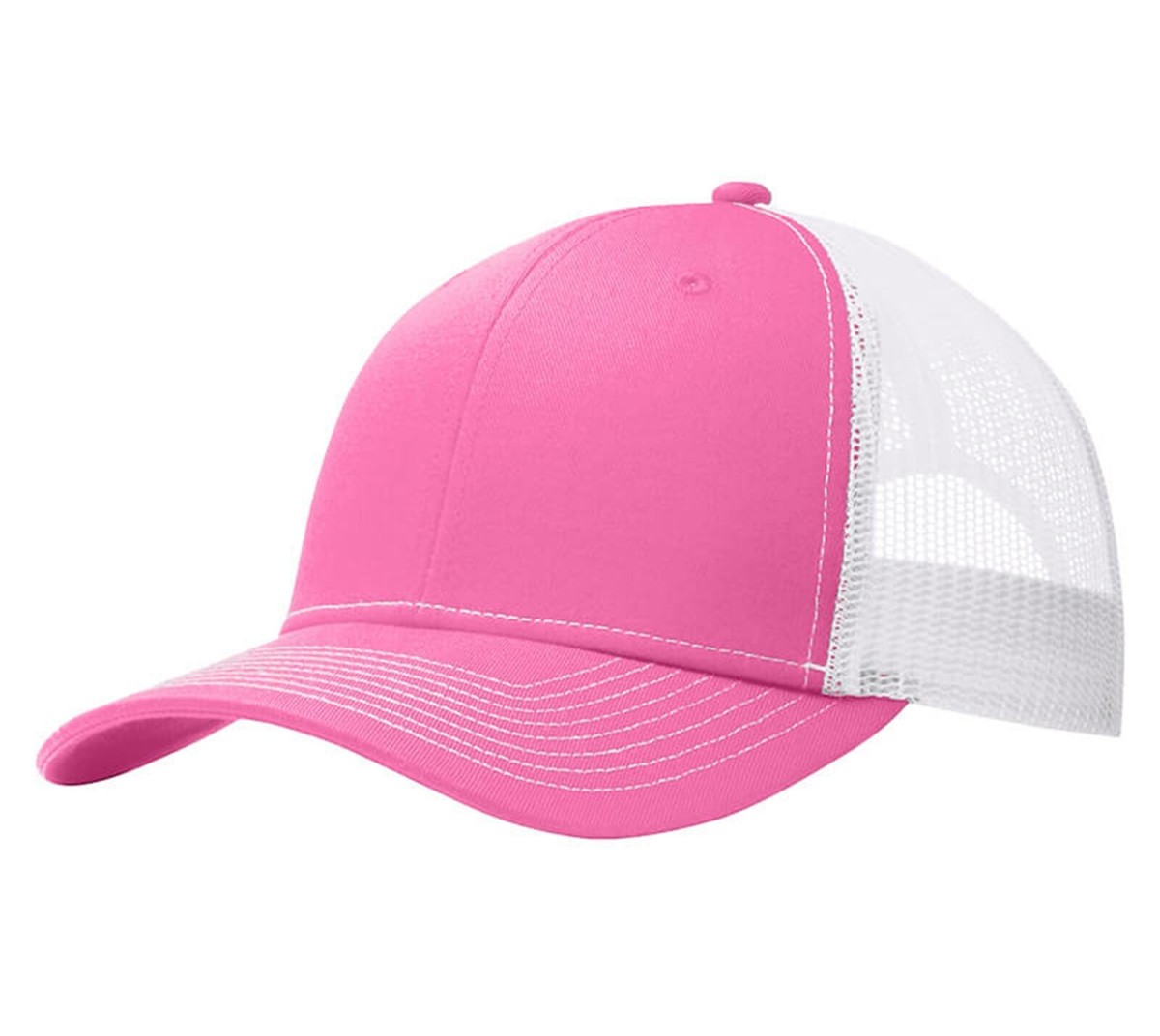 Trucker Hat Snapback Breathable Mesh Baseball Cap (Hot Pink/White