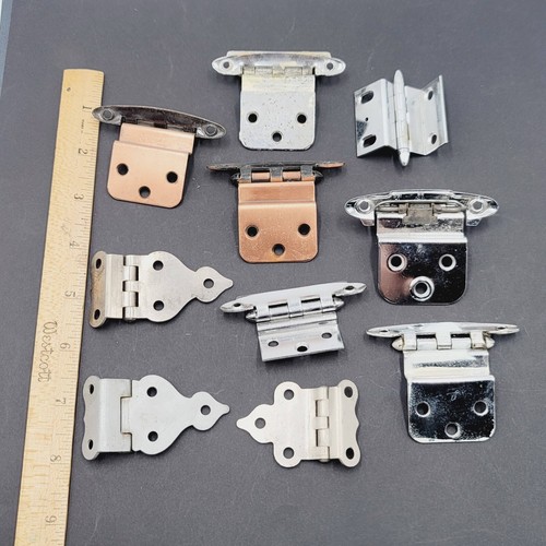 LOT of 10 Vintage Reclaimed Used Cabinet Offset Hinges Mix Lot All Salvaged - Picture 10 of 10
