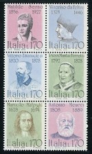 Stamps Italy, Scott # 1327-1332 Mint NH, block of six