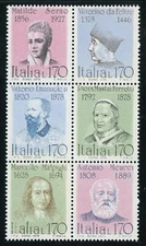 Stamps Italy, Scott # 1327-1332 Mint NH, block of six