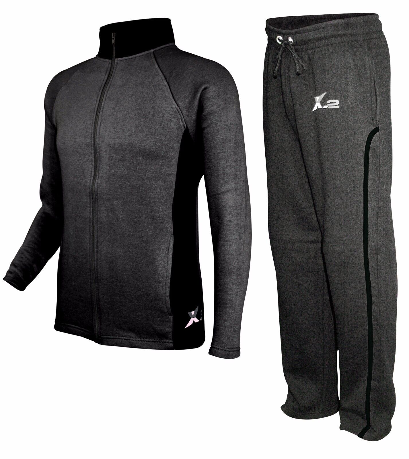 X-2 Men's Full Sports Fleece Tracksuit Sets All Season Zip Jacket Pants ...