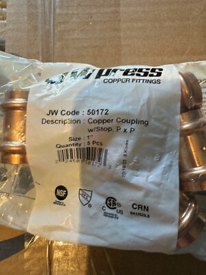 JW Pro Press Copper Coupling W/Stop 1 
