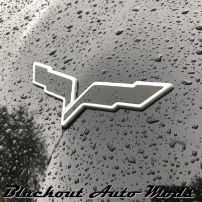 C6 Corvette Flag Emblem Overlay Decal Black Carbon Fiber 2005-2013 Z51 Z06 ZR1