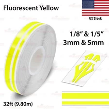 9/16" 15mm Vinyl striping Stripe Styling Double Line Sticker FLUORESCENT YELLOW