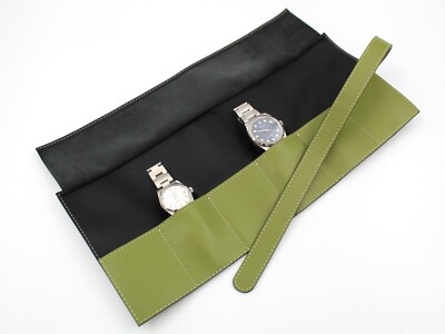 Watch Roll 6 SEATER Calfskin Green Pistachio Scratchproof Made Italy New