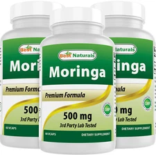 3 Pack Best Naturals Moringa 500 mg 60 Vcaps 