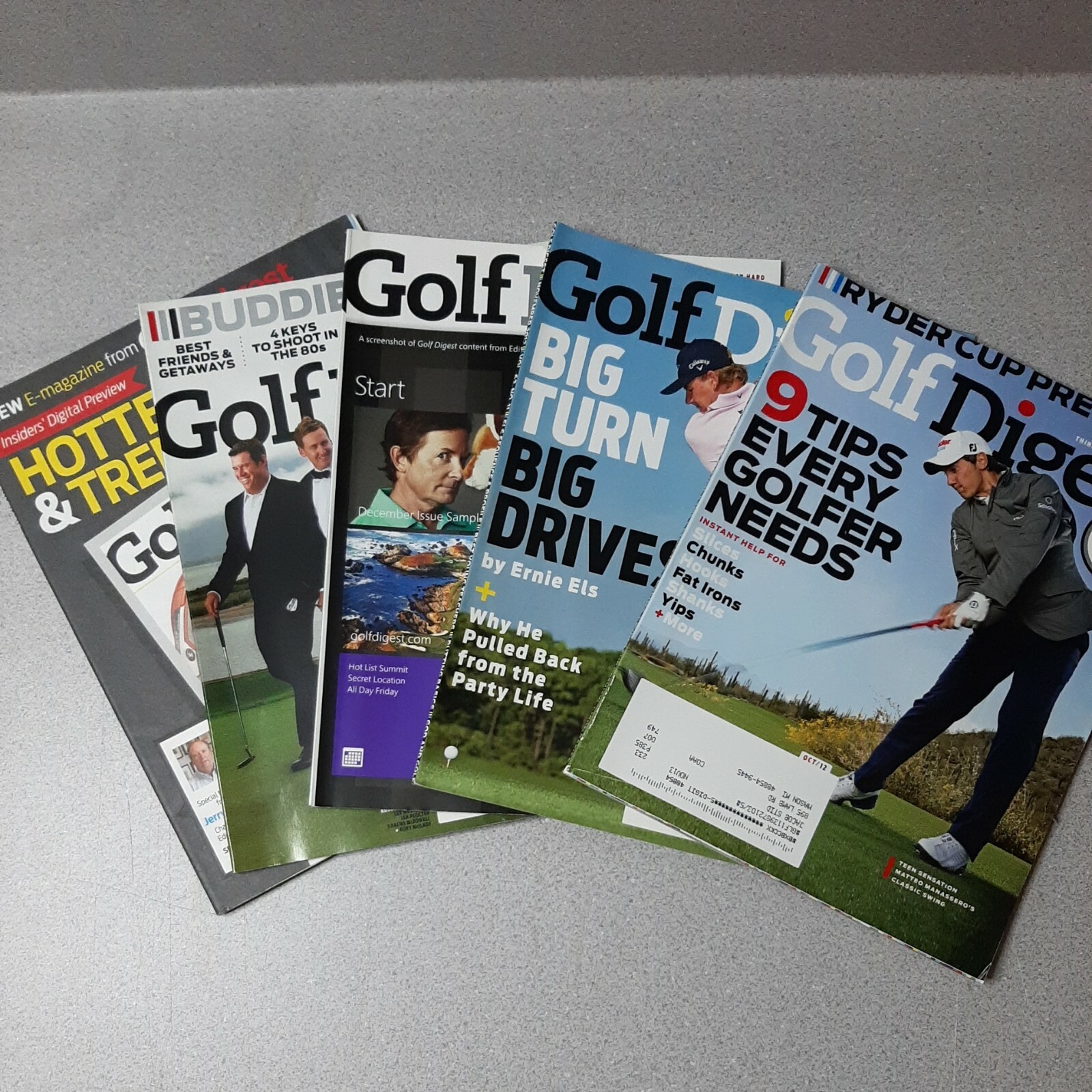 Golf Digest Lot of 5 Issues 2012-3 Ryder Cup Ernie Els Ian Poulter Rory McIlroy