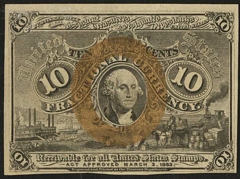 1863 Second Issue 10 Cents Fractional Currency Note FR# 1244 Civil War PMG UNC62 - Image 3 of 4