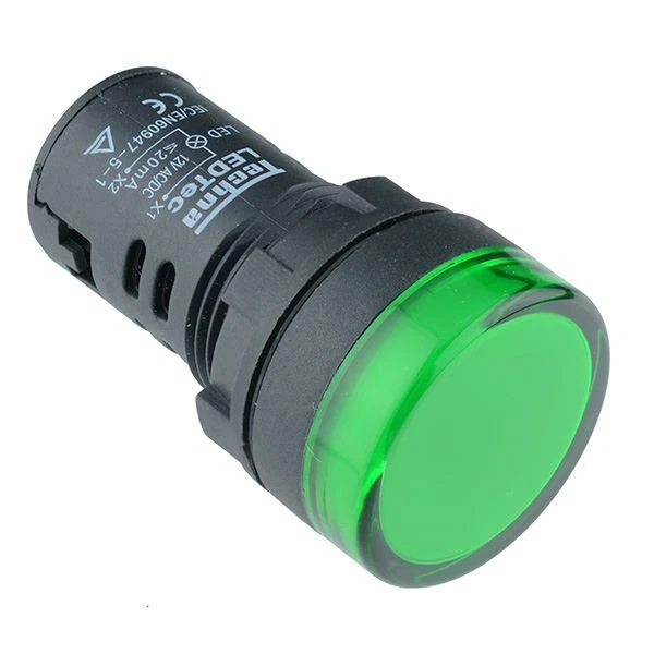 Green 22mm LED Pilot Panel Indicator Light 230V High Quality Techna