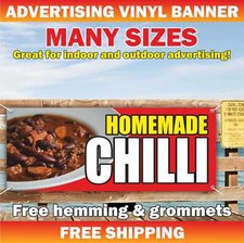 HOMEMADE CHILI Advertising Banner Vinyl Mesh Sign texas beans beef chicken vegan