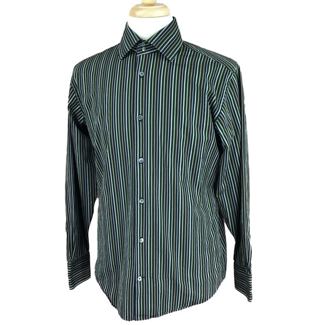 Banana Republic Men's Long Sleeve 100 Cotton Black Stripe Shirt Medium