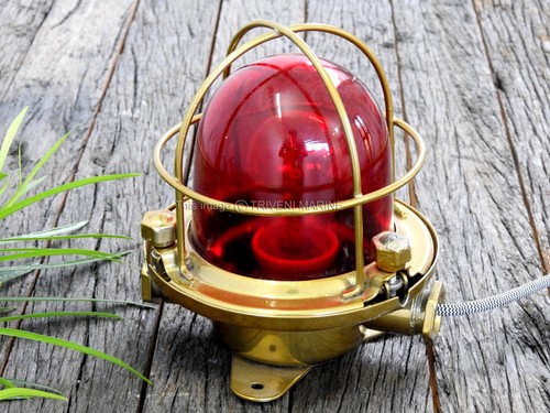 Ship Salvaged Old Brass Finish Vintage Indoor/Outdoor Ceiling Deck Light Russian - Picture 7 of 12