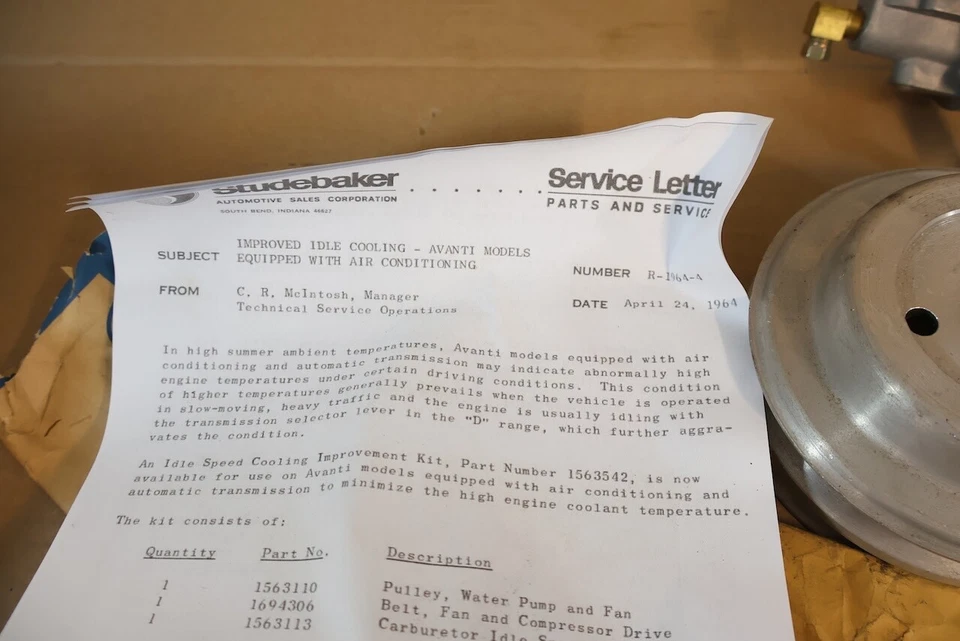 STUDEBAKER 1963 1964 AVANTI AIR CONDITIONING THROTTLE IDLE KICKER for COOLING om - Image 2 of 4