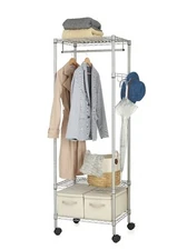 HSS 18"D x 24"W x 70.9"H, Wire Shelving 3-Shelf Garment Rack , Silver