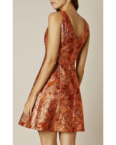 KAREN MILLEN Rose Gold Floral Jacquard Dress - Size UK 10 Sold Out!!! image 3
