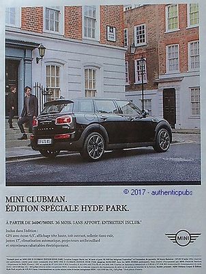 2017 MINI CLUBMAN EDITION HYDE PARK CAR AD FRENCH AD PUB CAR