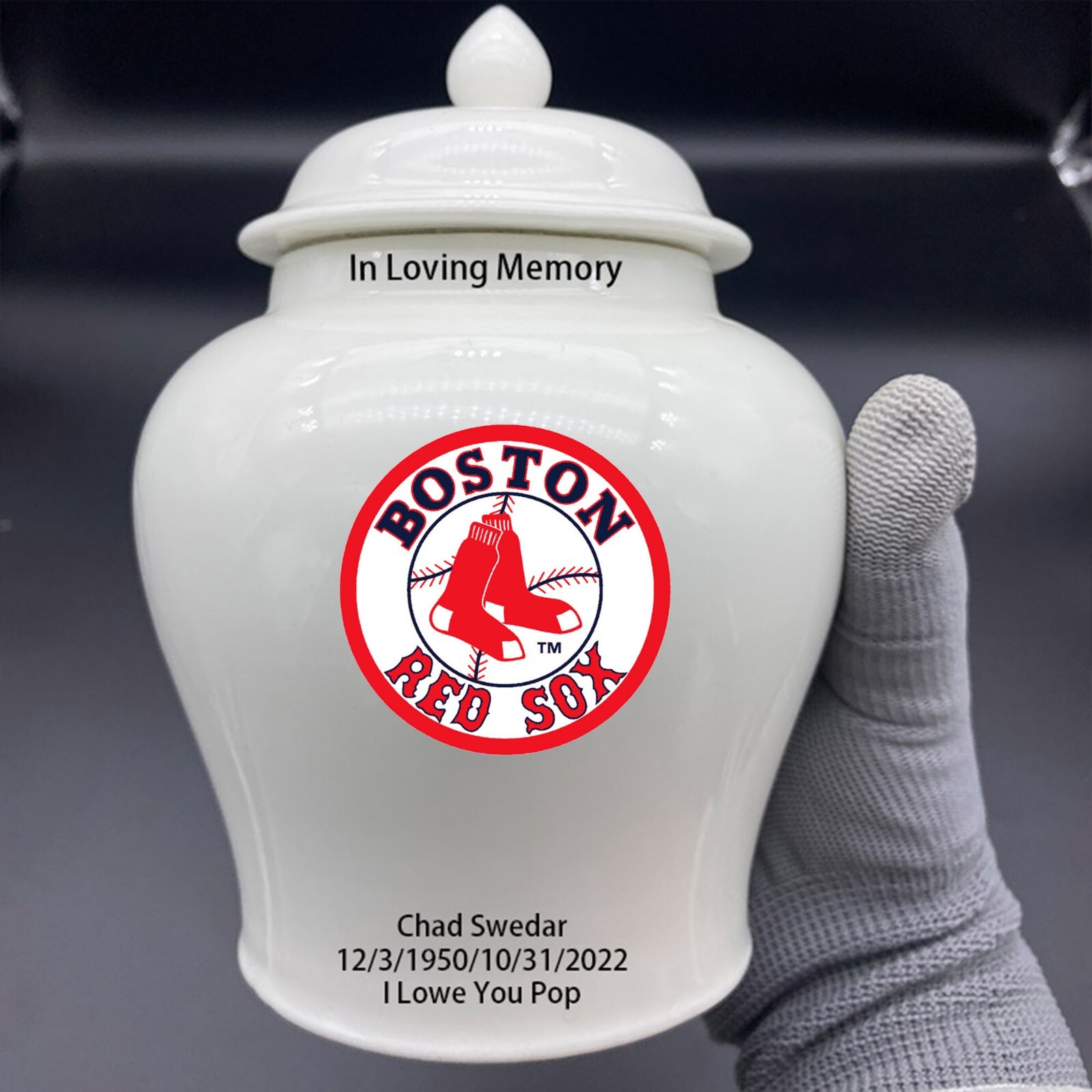 8 inch MLB Boston Red Sox urn, Customized picture text.1000ML high