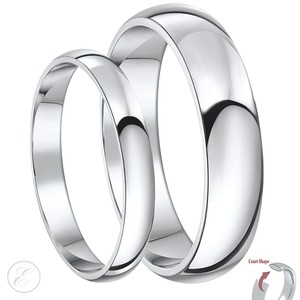 9ct White Gold Rings His Hers Court Shaped Wedding Ring Sets 3 5mm Image Is Loading 9ct White Gold Rings His Amp Hers Court