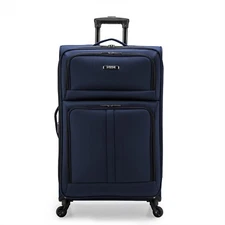 U.S. Traveler Anzio 30" Large Checked Softside Expandable Spinner Luggage - Navy