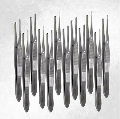 12 Pcs RAT TOOTH IRIS EYE TISSUE FORCEPS 1X2 TEETH STAINLESS STEEL TWEEZERS