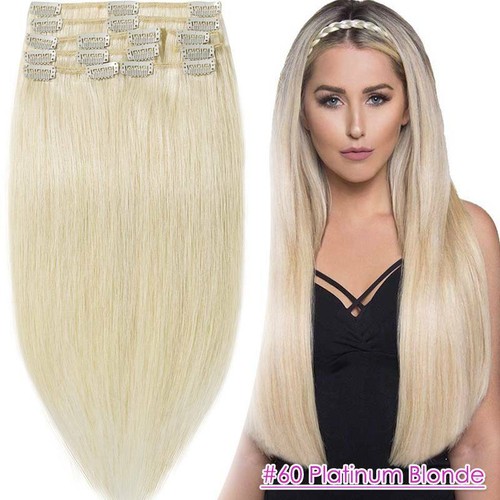 175g++ 8pz SPESSA Clip In Real Remy Extension Capelli Umani Testa Piena Doppia Trama - Foto 23 di 56