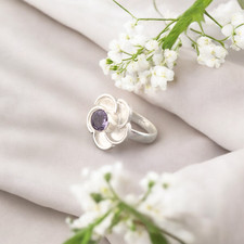Natural Iolite Gemstone Ring 925 Sterling Silver Handcrafted Jewelry For Wedding
