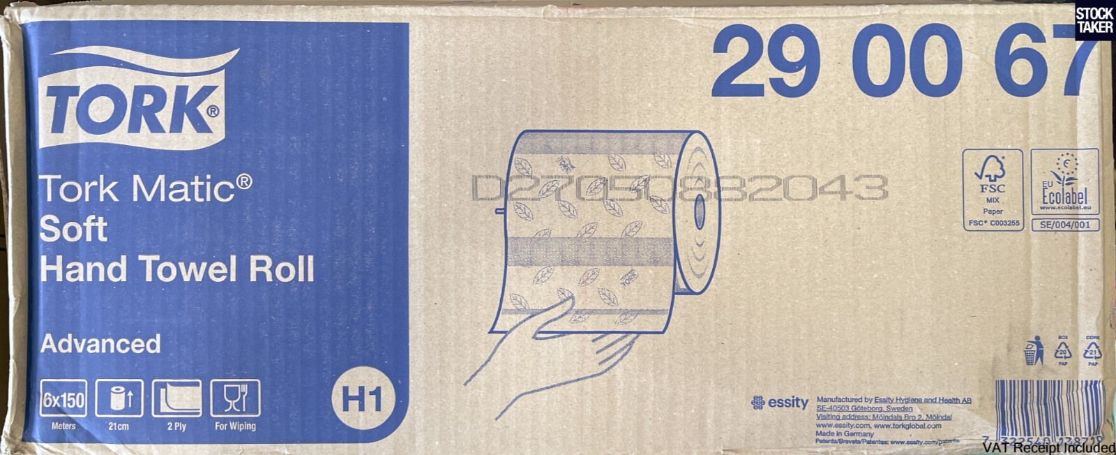 (6 Pack) Tork 290067 Matic Soft Hand Towel H1 White 2-Ply Advanced Roll Wiping