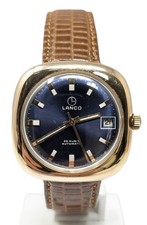 Orologio Lanco automatico swiss made vintage anni 70 blu dial elegant montre