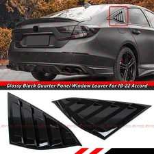 For 2018-2022 Honda Accord Gloss Black 1/4 Quarter Panel Rear Side Window Louver
