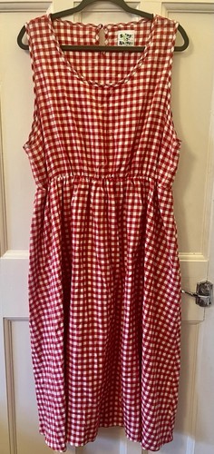 Shiny By Nature New York Red White Gingham Midi Dress Size 2XL XXL