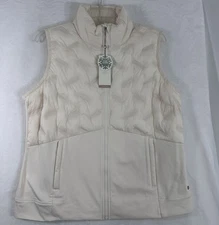 New Calia By Carrie Underwood Puffer Vest XL Ivory Full Zip Running Womens NWT