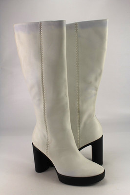Ecco Gr.38 Damen Komfort Stiefel Stiefeletten Boots  Leder Weiß  TOP  L 498