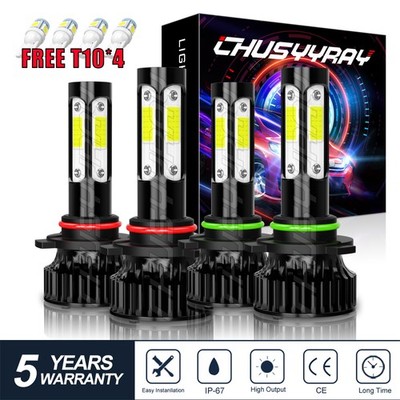 For Pontiac Sunbird 1989-1994 4pc 6000K LED Headlights High Low Beam Bulbs Combo