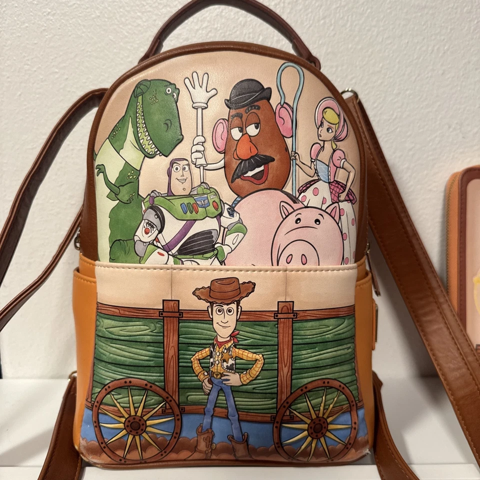 Disney Loungefly Toy Story Large Backpack With Crossbody Strap and wallet used - Image 3 of 4