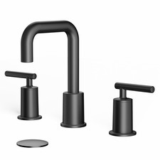 Black Bathroom Faucet 3 Hole, 8 Inch Widespread Bathroom Sink Faucet with Pop...