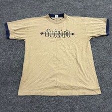 Alore T-Shirt Mens XL Tan Colorado Ringer Short Sleeve Vintage Made in USA