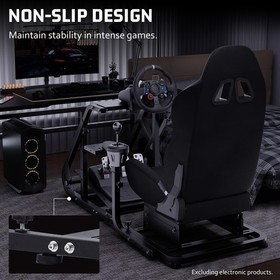 Hottoby Racing Simulator Cockpit Wheel Stand With Gaming Seat Fits Logitech G923