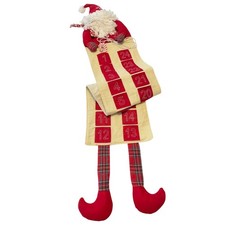 Santa Claus Fabric Advent Calendar 25 Pockets Christmas Countdown Plaid Legs