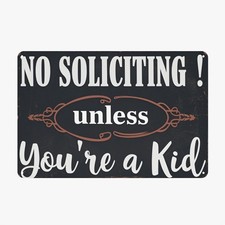 No Soliciting Metal Sign Funny Retro Aluminum Sign 8x12 Door Decor