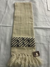 Vintage ETIENNE AIGNER Knit Scarf Winter White Fringe Logo Designer 54  NWT