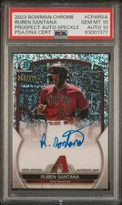 2023 Bowman Chrome Auto Speckle Ref #/299 Ruben Santana #CPARSA DBacks RC PSA 10