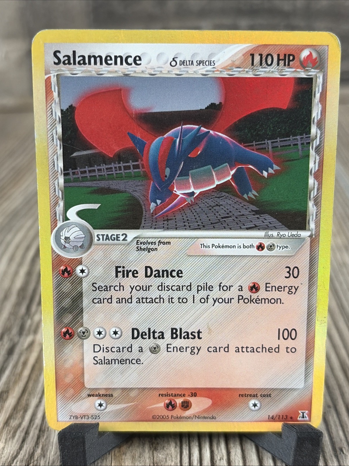 Pokemon Salamence Delta Species Holo 14/113 Trading Card HP Damaged