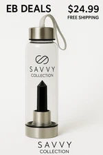 Healing Crystal Water Bottle Black Obsidian Energy Infused Glass Bottle